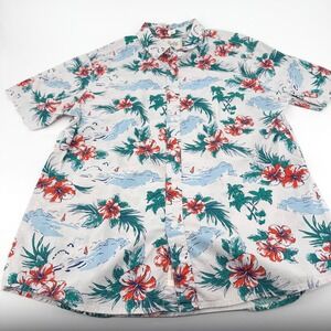Bixby Nomad Mens Slim Fit Tropical Hibiscus Floral Short Sleeve Button Shirt L